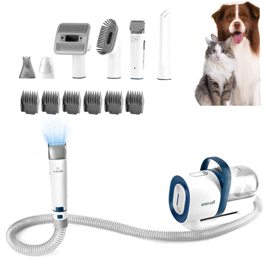 7 in 1 Dog Grooming Kit, Low Noise Pet Grooming Vacuum with 1.5 L Dust Cup, Dog Vacuum for Shedding Grooming, with 7 Professional Grooming Tools for Dogs Cats Pet Hair & Home Car Cleaning