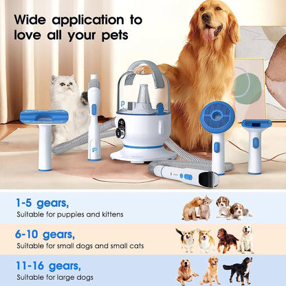 Pet Grooming Vacuum Kit, 5 In-1 Pet Grooming Vacuum Suction 99% Pet Hair for Dogs Cats, 3L Large Capacity Dust Cup, Quiet Pet Vacuum Groomer for Shedding Pet Hair, Home Cleaning