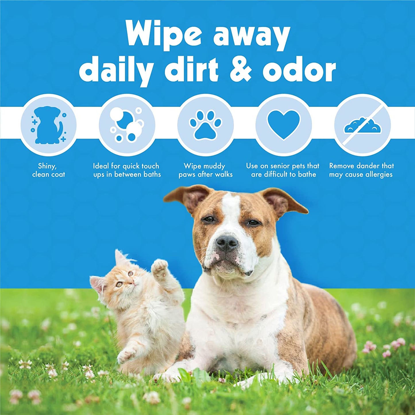 Petwipes – Big 'N Thick Extra Large Pet Wipes for Dogs and Cats – Cleans Face, Ears, Body and Eye Area – Super Convenient, Ideal for Home or Travel