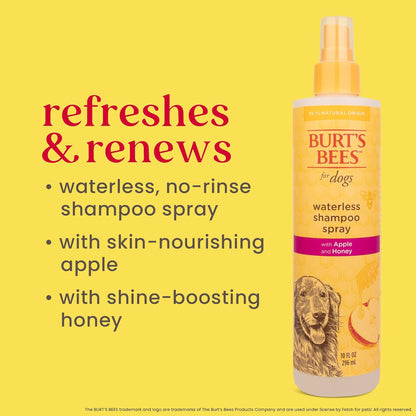 Burt'S Bees for Dogs Natural Waterless Shampoo Spray for Dogs, Apple and Honey Waterless Shampoo Spray, Dogs Shampoo, Dog Bathing Supplies, Dog Wash, Dog Grooming Supplies, Dog Spray